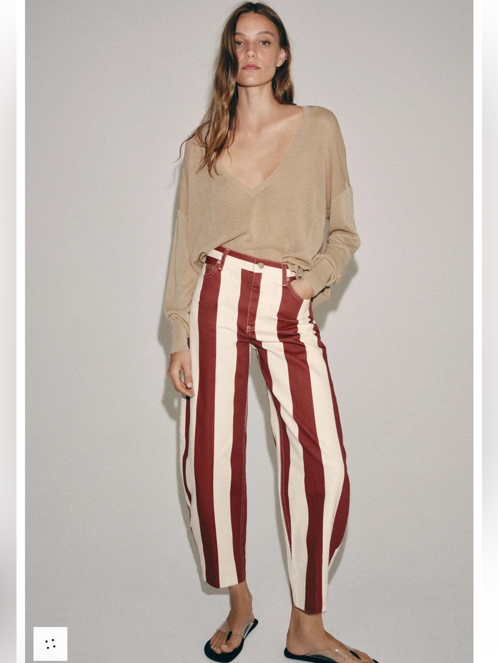 Zara ZW COLLECTION HIGH WAIST STRIPED TAPERED JEANS